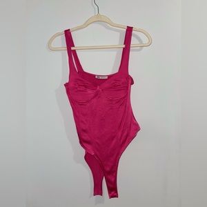 Zara Hot Pink Satin Bodysuit